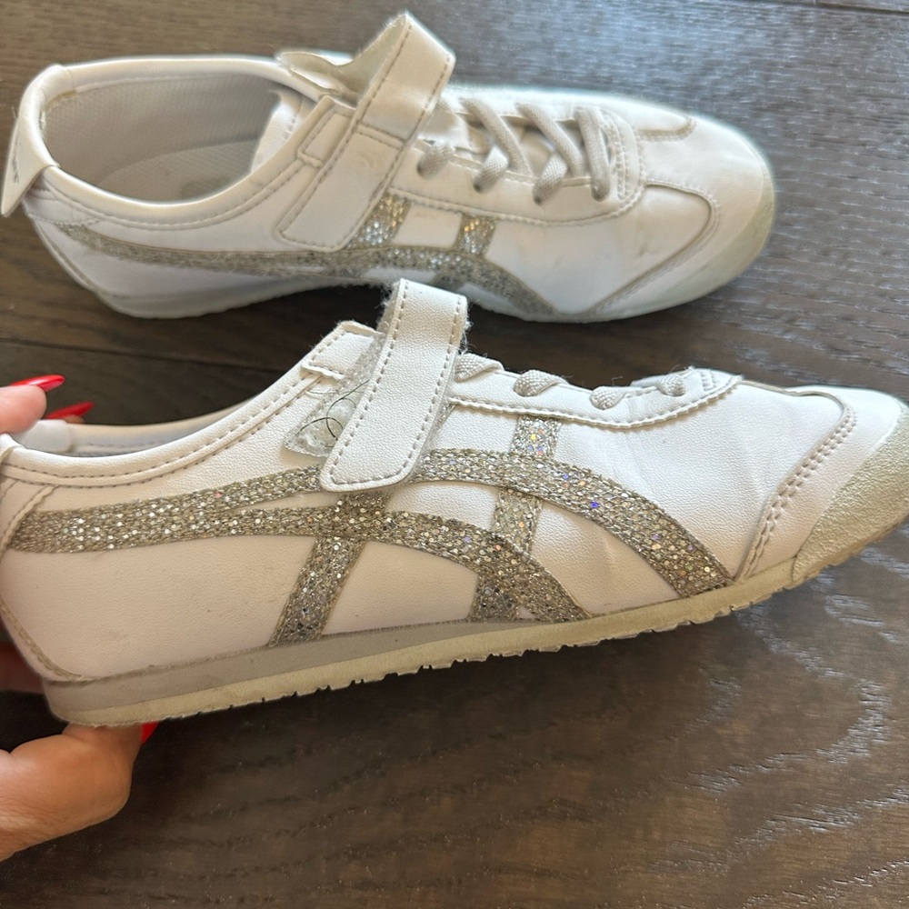 Onitsuka tiger Kids White and Silver Sneakers